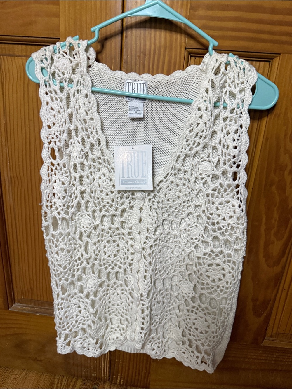 Source Unknown True Crochet Knit Cream Vest